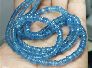 Cuentas facetadas de aguamarina natural en forma de neumático, hilo de cuentas de piedra preciosa azul para la fabricación de joyas, collares, pulseras, pendientes, venta al por mayor - Product Image 2