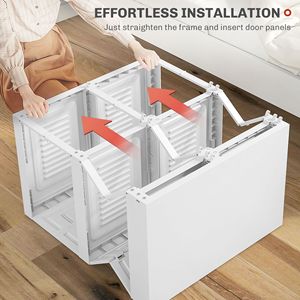 Armadio Portatile Pieghevole Bianco, Facile da Montare, Organizzatore per Vestiti con 6 Scomparti e Porte Magnetiche - Product Image 5