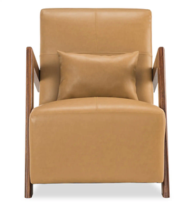 Sillón Moderno de Cuero Sintético con Estructura de Madera Maciza, Diseño de Mediados de Siglo, Sillón Tapizado para Sala de Estar, Muebles para el Hogar - Product Image 2