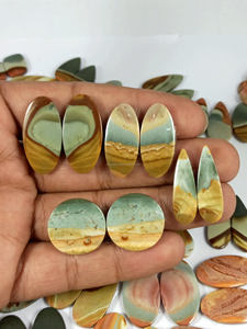 Natural Polychrome Jasper Pair Loose Gemstone Cabochon Quartz Loose Designer <b>Healing</b> Jasper <b>Crystals</b> For Pendant Making Supply - Product Image 3