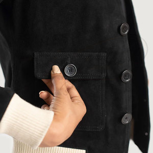 Luxury Women's Genuine Sheepskin Suede Short Biker <b>Jacket</b> Premium Black Suede <b>Jacket</b> for Women Soft Suede <b>Leather</b> with Zipper - Product Image 6