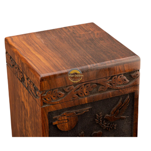 AYAANS Rosewood wooden Hand Carved Wooden Hot Selling cremation Urn <b>Box</b> for Adult Ashes Wholesale Cremation Urns (6X6X11)IN - Product Image 2
