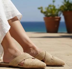 Sandales en raphia faites à la main, chaussures de plage d'été, ballerines marocaines - Product Image 1