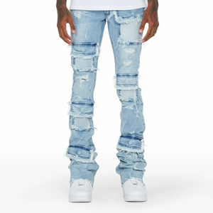 Customizable Men's Mid Waist <b>Jeans</b> Breathable Casual <b>Button</b> Closer Fashionable Hip Hop Design High Quality Denim <b>Jeans</b> Pants - Product Image 4