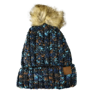 Bonnet tricoté rose avec pompon en fourrure pour femme, chapeau d'hiver décontracté, couleur unie, fait main, chaud - Product Image 5