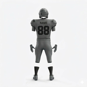 Uniforme de football américain pour hommes, gris, manches courtes, col en V, polyester respirant, toutes saisons, nom de l'équipe imprimé sur le devant - Product Image 3