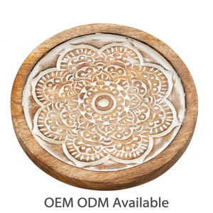 Handmade Wholesale Custom OEM ODM Fluted Wooden Serving Tray Coffee Table Organizer Decorative <b>Platter</b> Minimalist Design - Product Image 3