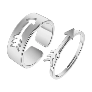 Anillos de Pareja con Diseño de Arco y Flecha, Chapados en Oro, de Acero Inoxidable, Diseño de Cupido, Joyería de Moda, Anillos Combinables para Mujer y Hombre - Product Image 2