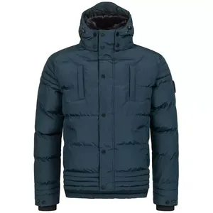 Chaqueta Acolchada con Capucha para Hombre, Color Azul Oscuro, Resistente al Viento, Rellena de Plumón, Informal, para Invierno, Corte Regular, Exterior de Poliéster, Cierre de Botones - Product Image 4
