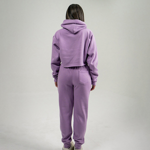 <b>Women</b> Cropped Full Zip Hooded Tracksuit Set Wide Leg <b>Trousers</b> Drawstring Waist Relaxed Two Piece Casual Streetwear Lounge Outfit - Product Image 4
