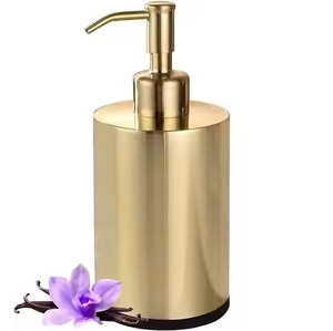 Contemporary Metal Soap <b>Dispenser</b> <b>Bottle</b> With Sleek Finish <b>Pump</b> Refillable Liquid Soap Holder Countertop Accessory - Product Image 5