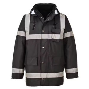 Chaqueta de Seguridad Reflectante Negra Impermeable de Poliéster para Exteriores, ANSI Clase 1, en Oferta |   Chaqueta de Trabajo de Alta Visibilidad Resistente al Viento - Product Image 2