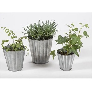 Prix promotionnels : Ensemble de 3 seaux à plantes en métal galvanisé, style rustique, pots de fleurs d'extérieur pour la décoration de jardin - Product Image 2