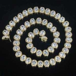 Collier de luxe pour femme en or 18 carats plaqué or, avec diamants de laboratoire taille brillant, idéal pour mariage, fiançailles, cadeau, bijoux au design de pierres graduées - Product Image 3
