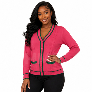 HMR Sisterhood Sorority <b>Cardigan</b> <b>Sweater</b> Coat Long Sleeve Casual Crop Top Label Autumn Button up Puff Sleeve - Product Image 1