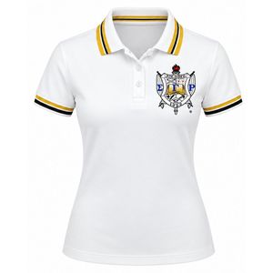 เสื้อโปโลปักลาย Sigma Gamma Rho สีขาว แขนสั้น คอปก สำหรับผู้หญิง ลายตัวอักษรกรีก เสื้อยืดลำลองสำหรับชมรมนักศึกษา มหาวิทยาลัย กีฬา - Product Image 1