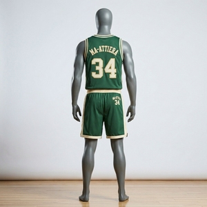 Conjunto de Camiseta y Pantalones Cortos de Baloncesto Verde, Uniforme de Equipo Personalizado con Número 34, Ropa Deportiva Transpirable de Malla, Ropa Deportiva, OEM, ODM, Venta al Por Mayor - Product Image 2