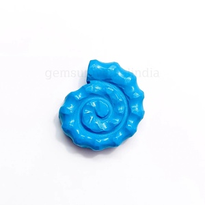 Blue Turquoise <b>Shell</b> Shape Carved Gemstone Cabochon 22mm Natural Stone Carving Loose Turquoise Gemstone Jewelry Making Wholesale - Product Image 2