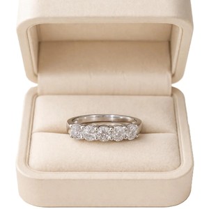 Magnifique Bague d'Anniversaire en Moissanite, Alliance de Mariage, Bague Fine en Or Massif 10K 14K 18K, Cinq Pierres Rondes, Diamant de Laboratoire - Product Image 1