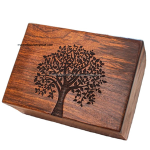 Urnes funéraires en bois de style américain en gros, gravées sur mesure avec un arbre, souvenir commémoratif pour les cendres d'un adulte - Product Image 4