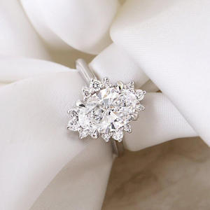 IGI/GIA Lab Grown Vintage 14k jaune mariage/fiançailles unisexe bague ovale coupe diamant fin or blanc anniversaire digne de fête - Product Image 2