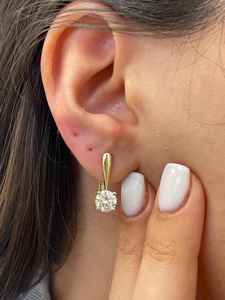 Pendientes de Aro de Plata de Ley 925 con Circonita Brillante de 1 Quilate, Pendientes Colgantes con Circonita Solitaria, Regalo para Mujer, Boda, Fiesta - Product Image 3