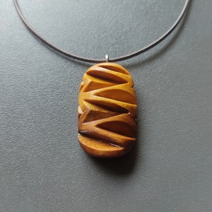 Wooden Pendant Necklace Hand Carved <b>Twisted</b> Design Natural Finish Crafted From Wood Oval <b>Shape</b> For Men Women Jewelry Accessory - Product Image 6