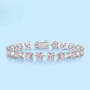 Pulsera de Eslabones con Moissanita Redonda Brillante, Plata 925, Certificación GRA, Chapada en Oro, Joyería de Lujo para Mujer, Regalo de Aniversario de Bodas - Product Image 2