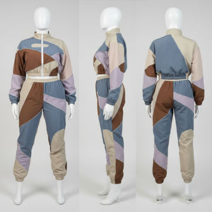 Conjunto Deportivo Personalizado para Mujer, Sudadera con Cuello Redondo y Bloques de Color, Pantalones Jogger, Algodón y Felpa, Ropa Casual Urbana, Moda OEM - Product Image 4