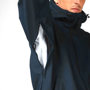 Veste softshell respirante à capuche pour homme, couleur unie, vêtements décontractés d'hiver, bleu foncé, polyester, vêtements d'extérieur - Product Image 4