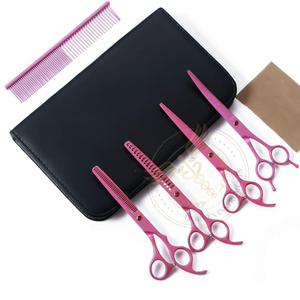 Ensemble de ciseaux pour animaux de compagnie de 8 pouces, ciseaux droits et plats, ciseaux courbés à double extrémité, outils de toilettage pour chiens Golden Retriever - Product Image 4