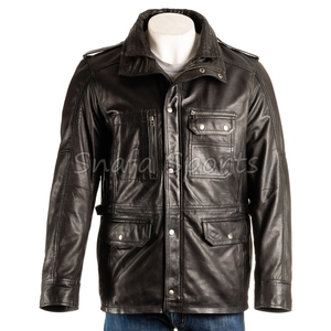 Veste en cuir véritable pour homme de marque personnalisée, coupe-vent, imperméable, style streetwear, vestes en cuir - Product Image 2