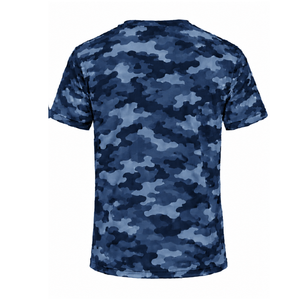 เสื้อยืดลายพรางสีน้ำเงินกรมท่าผู้ชายแขนสั้นคอกลมพิมพ์ลายพรางกีฬาออกกำลังกายวิ่งประสิทธิภาพสูงชุดกีฬา - Product Image 2