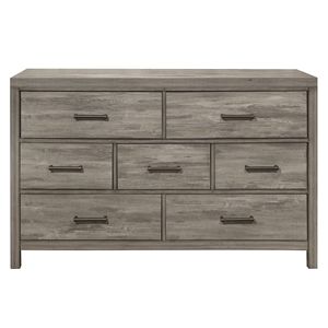 Comò da letto con 7 cassetti in stile rustico con finitura grigia Premium in legno laminato melaminico 1 pz - Product Image 1