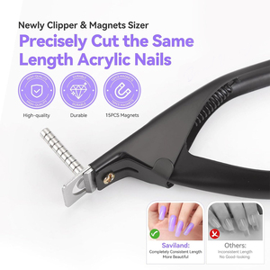 Hot Selling Nail Tip Cutters With 15* <b>Mini</b> Sizing Magnets For Acrylic Nail <b>Black</b> Color Sharp Blades False Nail Tip Cutters - Product Image 2