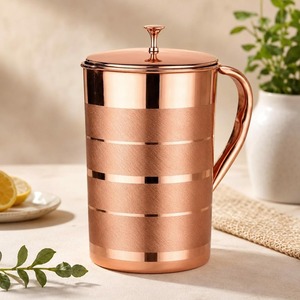 Jarra de cobre vintage con tapa, jarra de cobre con acabado plateado, diseño moderno, gran capacidad, para bebidas en el hogar. - Product Image 1