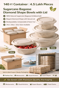 Eco Friendly Bagasse Diamond Bowl Biodegradable Disposable Bowls with <b>Lid</b> Bulk 24oz Biodegradable Party Takeaway Food Bowls 2026 - Product Image 6