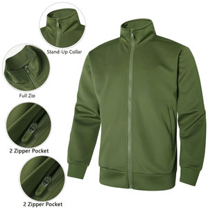 Conjunto Deportivo Premium para Hombre, Color Verde Claro, con Cierre, Mezcla de Algodón y Felpa, Tejido de Invierno, Cuello Alto, Corte Holgado - Product Image 4