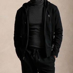 Sudadera con Capucha Estilo Urbano con Logotipo Personalizado, Sudadera con Capucha de Color Sólido, Sudadera con Capucha Gruesa de Forro Polar Negro con Cierre, Unisex - Product Image 1