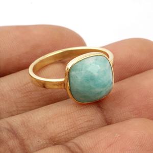 RJR0062 amazonita piedra preciosa eternidad Vermeil anillo fino 10mm cojín bohemio 925 joyería de plata esterlina regalo para mujeres - Product Image 3