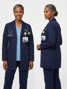 Bata de Laboratorio para Médico/Enfermero, Manga Larga, Color Sólido, para Hombre, Ecológica, de Algodón y Poliéster, Cierre Frontal, Uniforme de Hospital con Logotipo Personalizado - Product Image 2