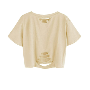 Chemises crop top oversize pour femmes, vêtements streetwear pour femmes, t-shirts crop top à manches courtes, chemises crop top personnalisées 100% coton - Product Image 2