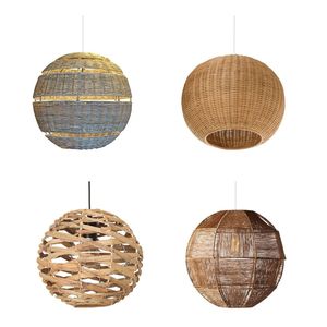Abat-jour de plafonnier GLOBAL en bambou et rotin, pour salon, en jonc de mer - Product Image 4
