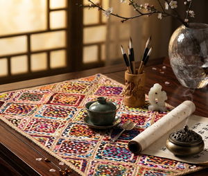 Nouveau tapis de table en jute tressé avec du coton, design moderne, fait main, exporté d'Inde - Product Image 3