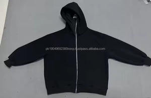 Vente en gros de sweats à capuche en coton uni de haute qualité pour hommes, avec fermeture éclair, lourds, style ninja, avec fermeture éclair - Product Image 3