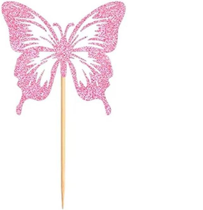 6 ชิ้น ผีเสื้อกลิตเตอร์สีชมพู ธีมธรรมชาติ ของตกแต่งงานวันเกิด อุปกรณ์ตกแต่งขนมหวาน ท็อปเปอร์คัพเค้ก สำหรับงานปาร์ตี้เด็กผู้หญิง - Product Image 2