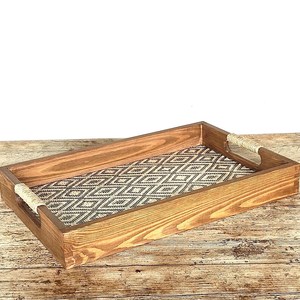 Produit très vendu - Plateau en bois géométrique moderne avec motif blanc - Élégant et fonctionnel pour servir ou organiser - Décoration d'intérieur - Product Image 5