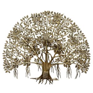 Décoration murale artisanale Arbre de Vie doré, art mural en métal complexe pour la maison, le salon, décoration spirituelle - Product Image 4