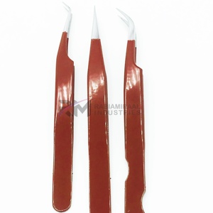 RMI <b>Top</b> Ranking Product Stainless Steel Eyelash Tweezers Smooth Silver Tip 90 Degree <b>Rose</b> Gold Powder Coated Color - Product Image 1