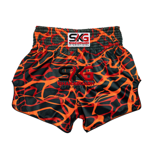 Pantalones Cortos de Muay Thai Naranja y Negro, Pantalones Cortos de Artes Marciales, Pantalones Cortos de Entrenamiento con Cintura Elástica para Boxeo y Kickboxing - Product Image 1